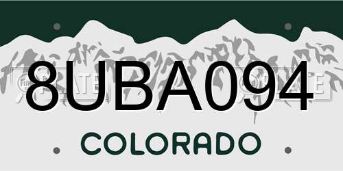 8UBA094 Colorado License Plate