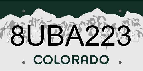 8UBA223 Colorado License Plate