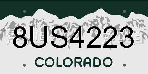 8US4223 Colorado License Plate