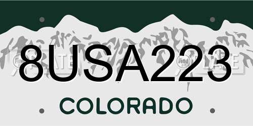 8USA223 Colorado License Plate