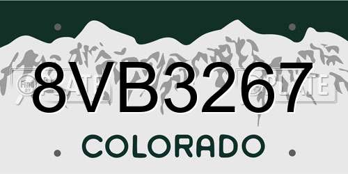 8VB3267 Colorado License Plate