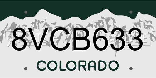 8VCB633 Colorado License Plate