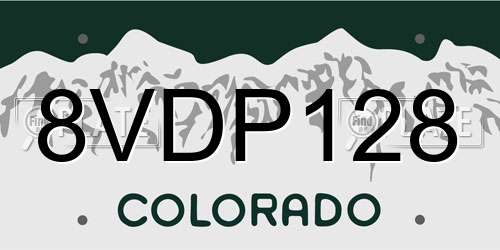 8VDP128 Colorado License Plate