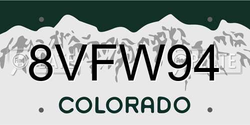 8VFW94 Colorado License Plate