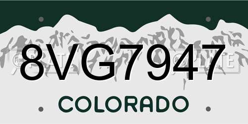 8VG7947 Colorado License Plate