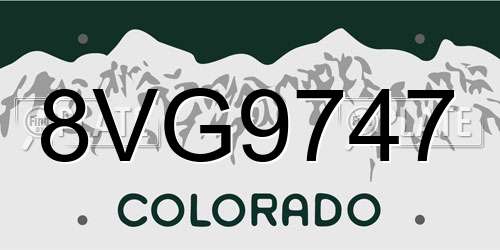 8VG9747 Colorado License Plate