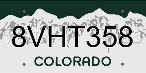 8VHT358 Colorado License Plate