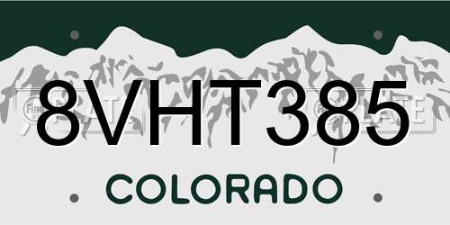 8VHT385 Colorado License Plate