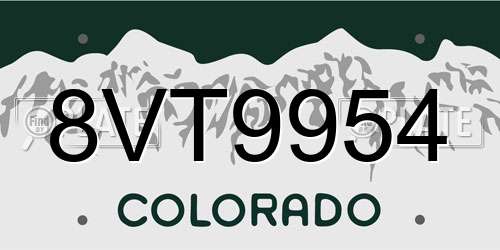 8VT9954 Colorado License Plate