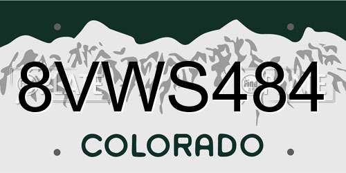 8VWS484 Colorado License Plate