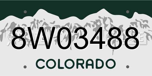8W03488 Colorado License Plate