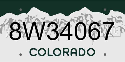 8W34067 Colorado License Plate