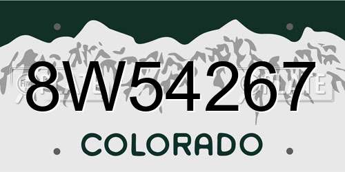 8W54267 Colorado License Plate