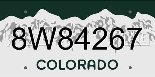 8W84267 Colorado License Plate