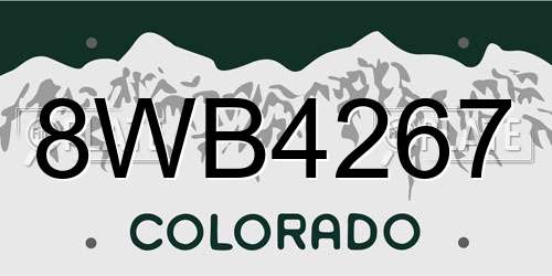 8WB4267 Colorado License Plate