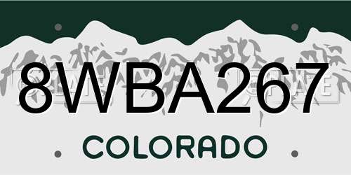 8WBA267 Colorado License Plate