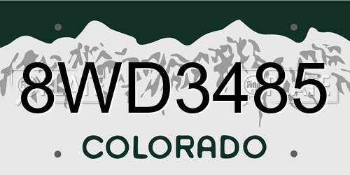 8WD3485 Colorado License Plate