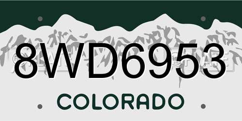 8WD6953 Colorado License Plate