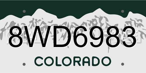8WD6983 Colorado License Plate