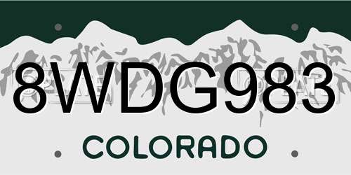 8WDG983 Colorado License Plate