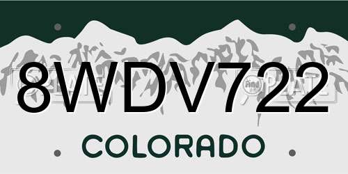 8WDV722 Colorado License Plate