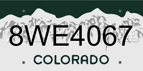 8WE4067 Colorado License Plate