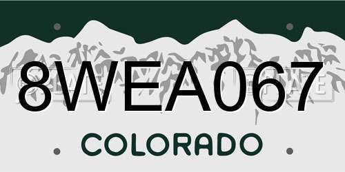 8WEA067 Colorado License Plate