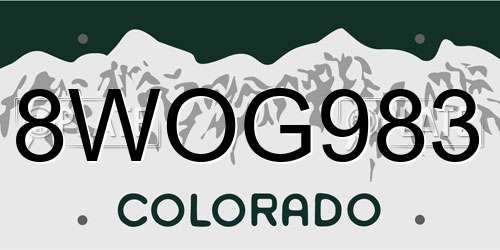 8WOG983 Colorado License Plate