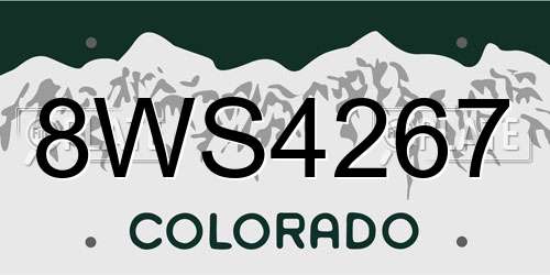 8WS4267 Colorado License Plate