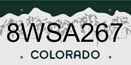 8WSA267 Colorado License Plate