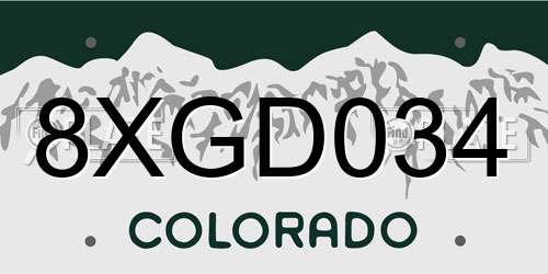 8XGD034 Colorado License Plate