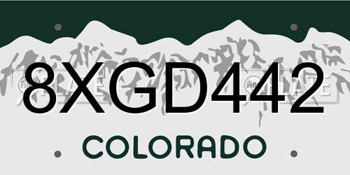 8XGD442 Colorado License Plate