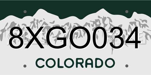 8XGO034 Colorado License Plate