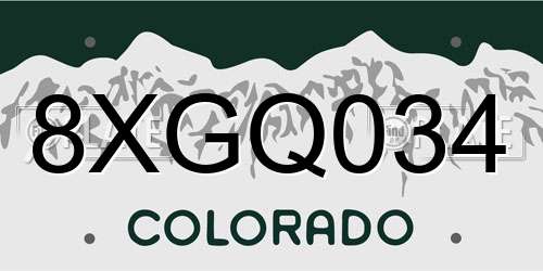 8XGQ034 Colorado License Plate