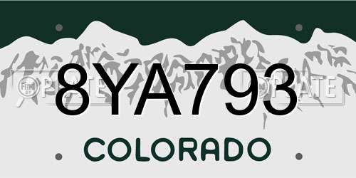 8YA793 Colorado License Plate