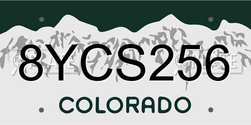 8YCS256 Colorado License Plate
