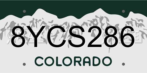8YCS286 Colorado License Plate