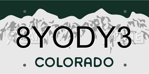 8YODY3 Colorado License Plate