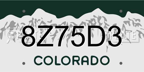 8Z75D3 Colorado License Plate