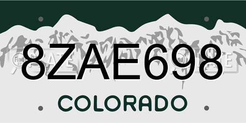 8ZAE698 Colorado License Plate