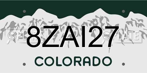 8ZAI27 Colorado License Plate