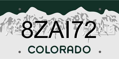 8ZAI72 Colorado License Plate
