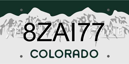 8ZAI77 Colorado License Plate