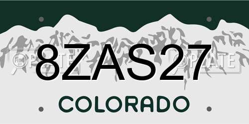 8ZAS27 Colorado License Plate