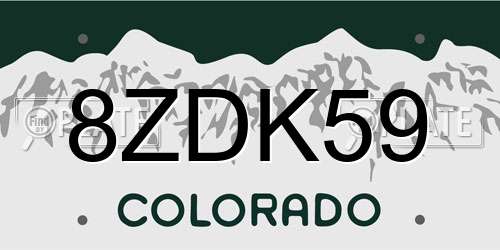 8ZDK59 Colorado License Plate