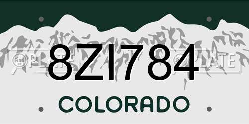 8ZI784 Colorado License Plate