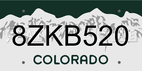 8ZKB520 Colorado License Plate