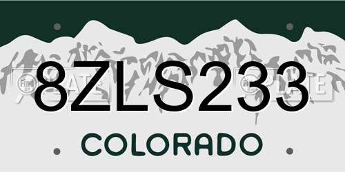 8ZLS233 Colorado License Plate