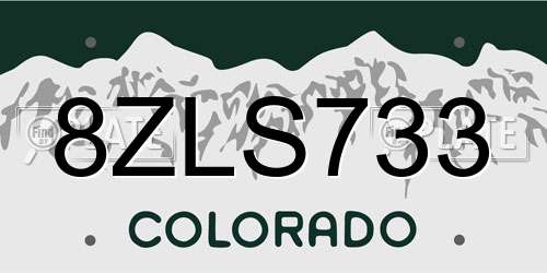 8ZLS733 Colorado License Plate