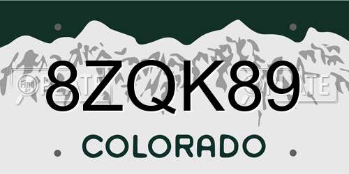 8ZQK89 Colorado License Plate
